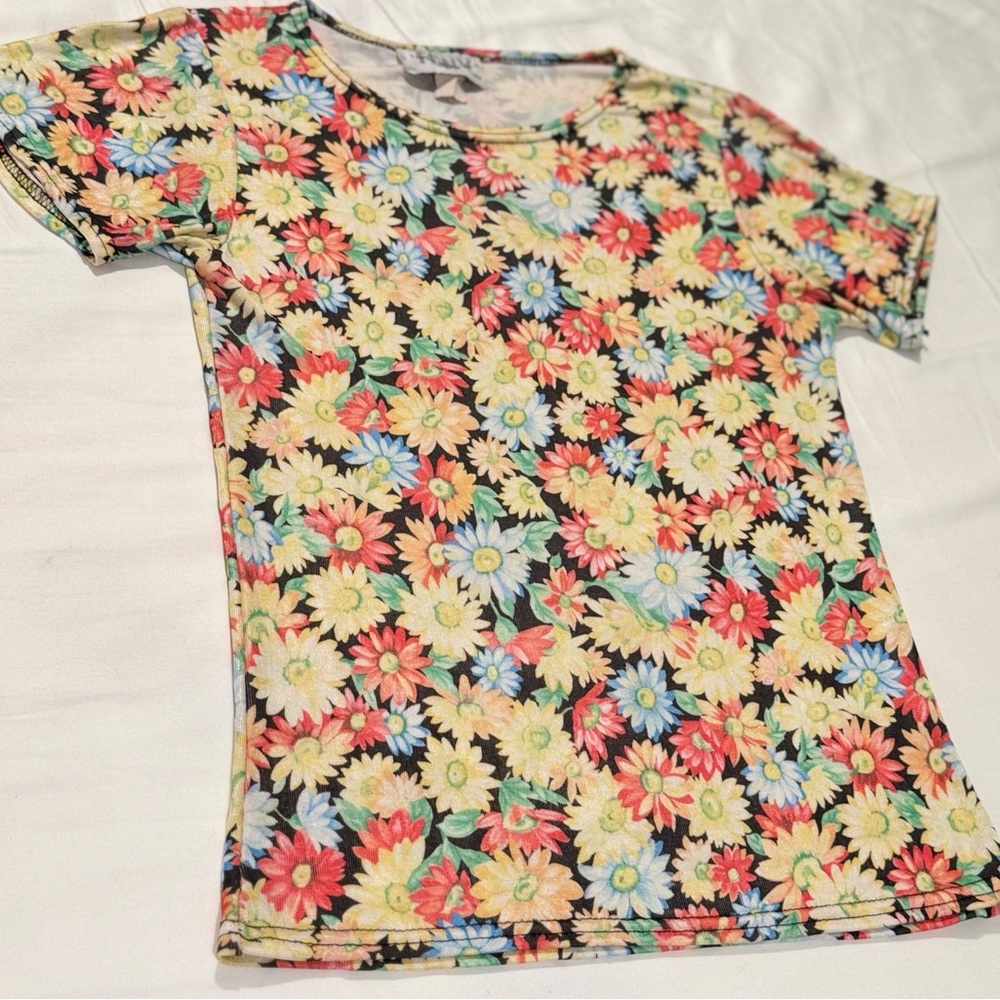 Vintage Y2K FCNY New York Women S Shirt Flower Yellow 90s Silky Whimsy Fairy EUC - Picture 3 of 14
